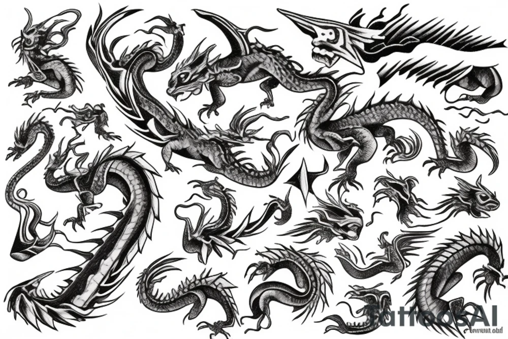 Dragon on sea tattoo idea