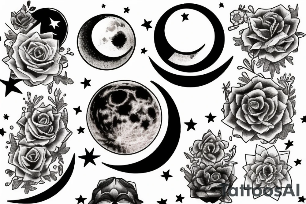 moon and two stars tattoo idea