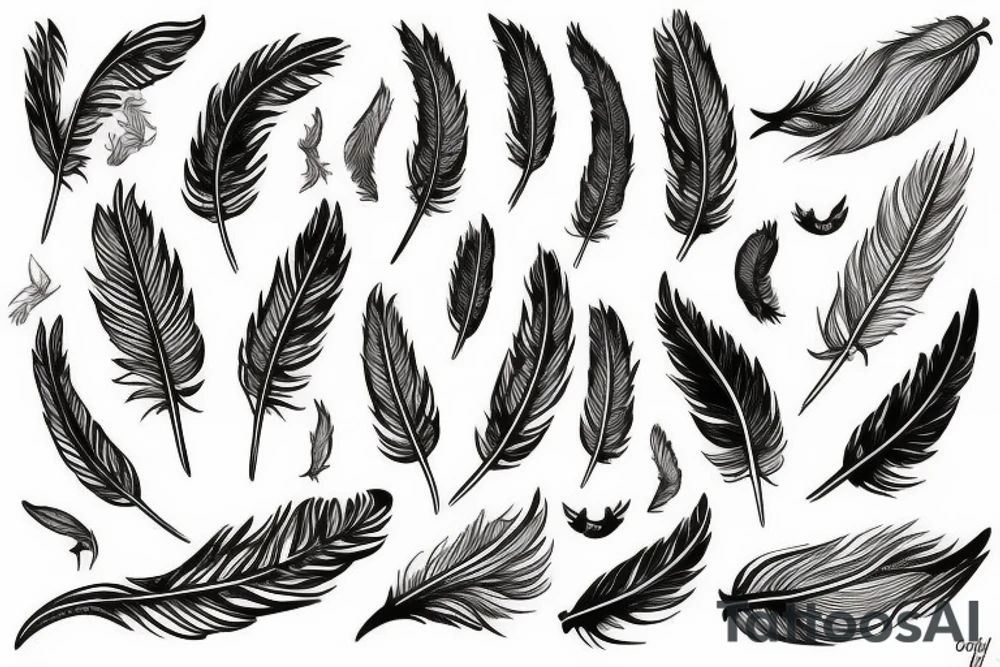 bird wing and feathers tattoo idea