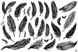 bird wing and feathers tattoo idea