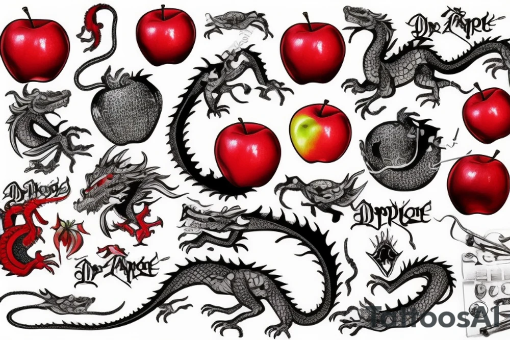 Red Apple eat dragon tattoo idea