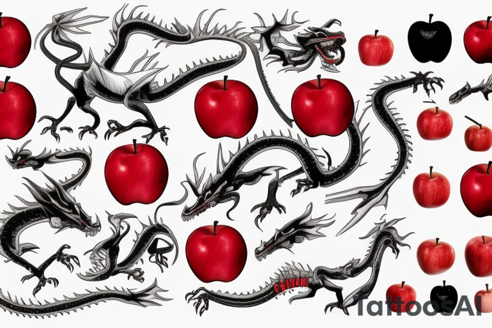 Red Apple eat dragon tattoo idea