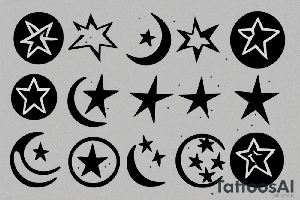 moon and two stars tattoo idea