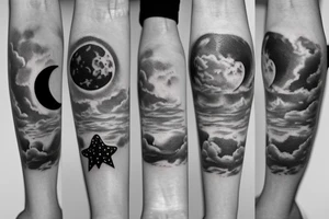 moon and two stars, pintrest style tattoo idea