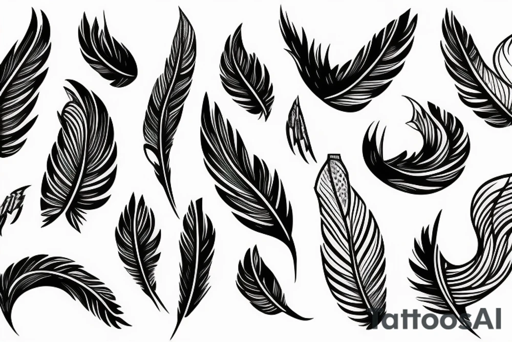 bird wing and feathers tattoo idea