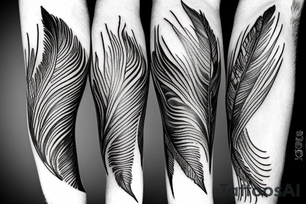 bird wing and feathers tattoo idea
