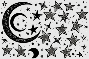 crescent moon and two stars next to it tattoo idea