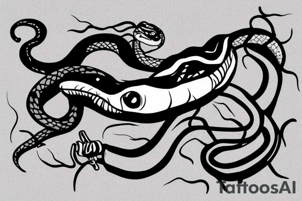 Aggressive snake with a knife look like a L tattoo idea Aggressive snake with a knife look like a L tattoo idea