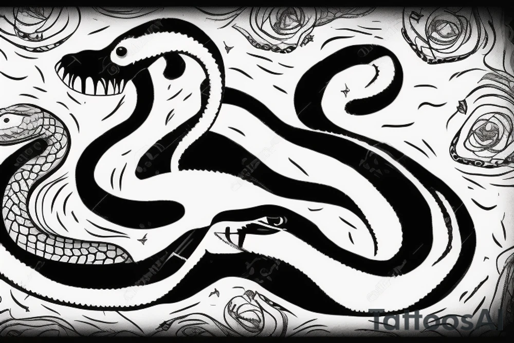Aggressive snake with a knife look like a L tattoo idea Aggressive snake with a knife look like a L tattoo idea