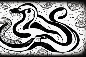 Aggressive snake with a knife look like a L tattoo idea