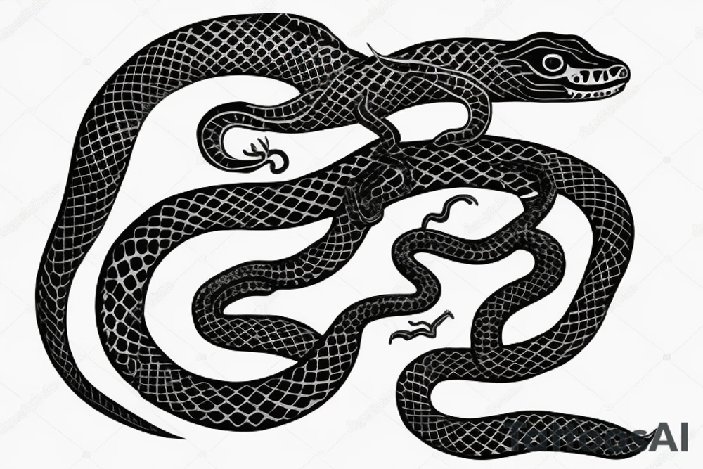 Aggressive snake with a knife look like a L tattoo idea Aggressive snake with a knife look like a L tattoo idea