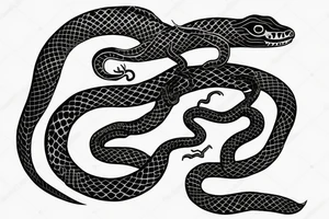 Aggressive snake with a knife look like a L tattoo idea
