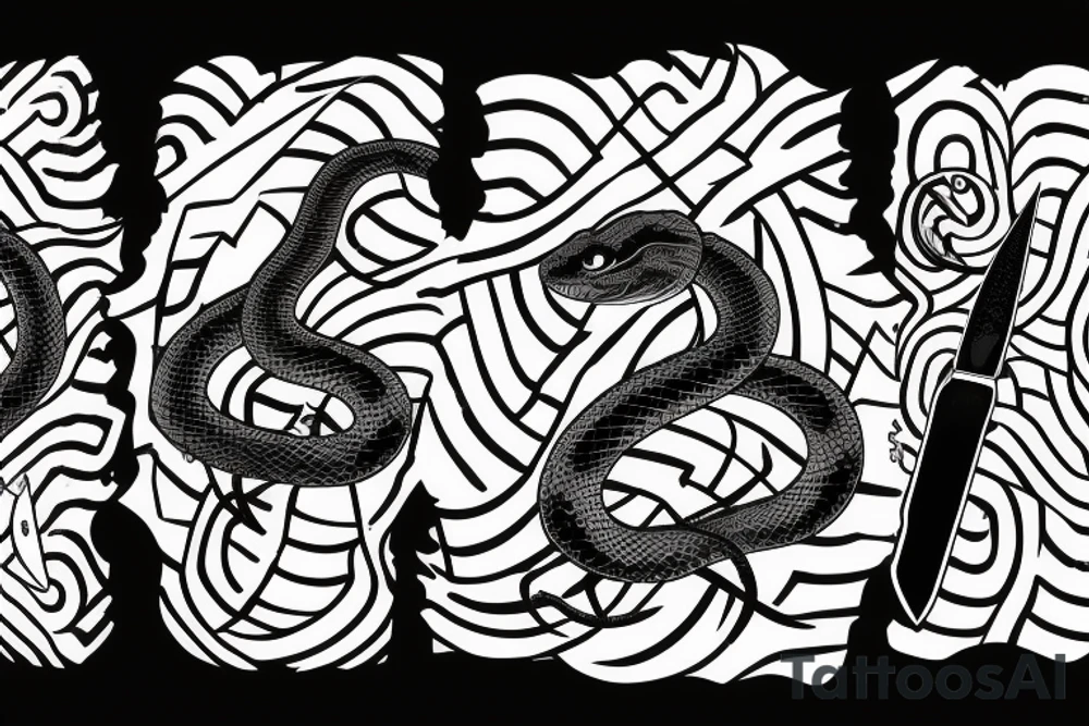 Aggressive snake with a knife look like a L tattoo idea Aggressive snake with a knife look like a L tattoo idea