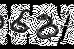 Aggressive snake with a knife look like a L tattoo idea
