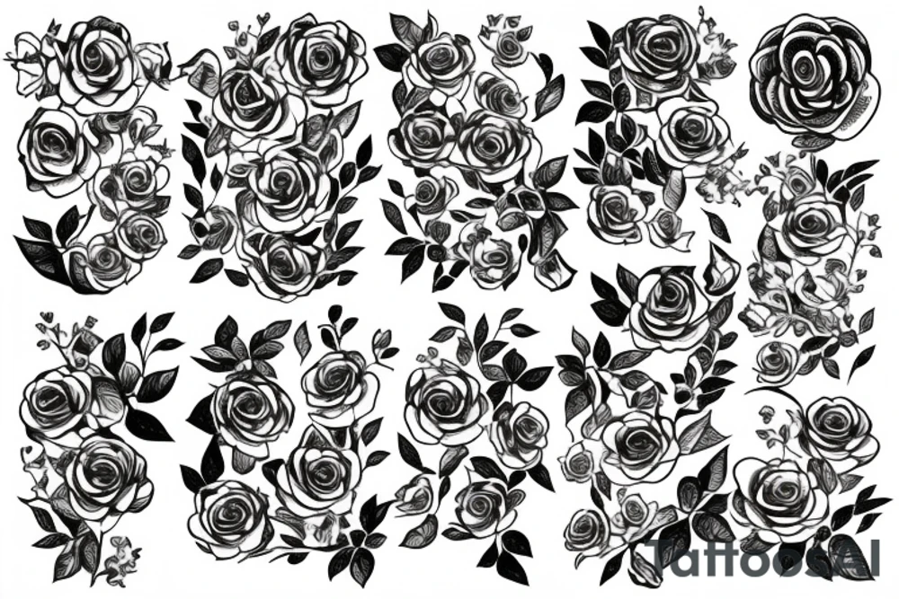 snake surrounded by roses, mushrooms, and death tattoo idea