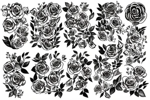 snake surrounded by roses, mushrooms, and death tattoo idea