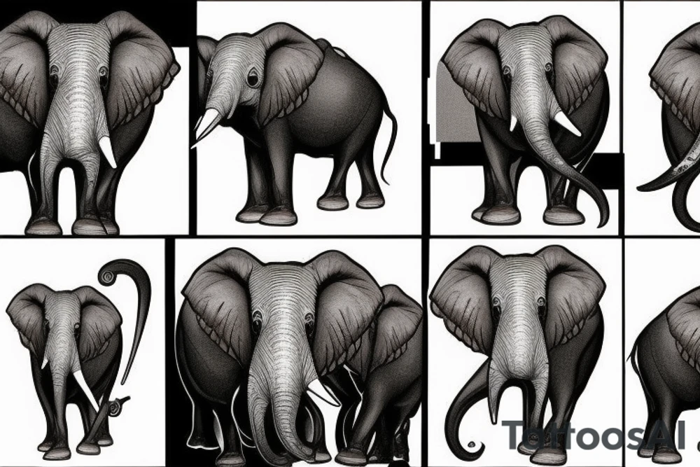 un señor con bigote que esta sentado encima de un elefante en el sahara tattoo idea