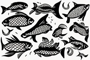 two fish swimming one of them jumping out of water tattoo idea