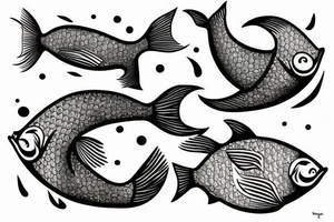 two fish swimming one of them jumping out of water tattoo idea