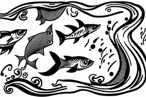 two fish swimming one of them jumping out of water tattoo idea