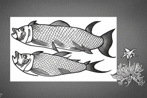 two fish swimming one of them jumping out of water tattoo idea
