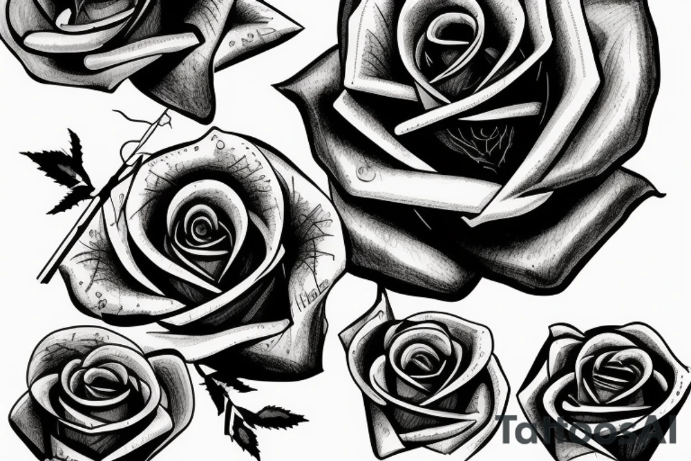 a lightning bolt joining a rose tattoo idea