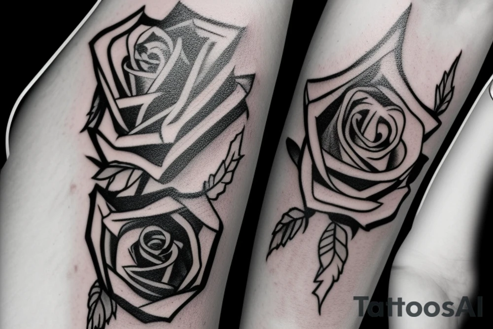 a lightning bolt joining a rose tattoo idea