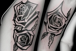 a lightning bolt joining a rose tattoo idea