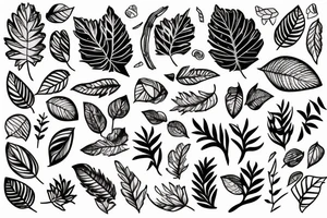 Key with leaves tattoo idea