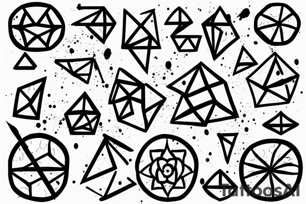 geometric tattoo with paint splattered tattoo idea