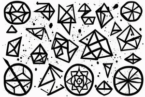 geometric tattoo with paint splattered tattoo idea