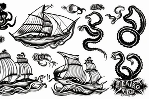 kraken sinking ship tattoo idea