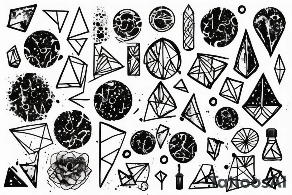 geometric tattoo with paint splattered tattoo idea