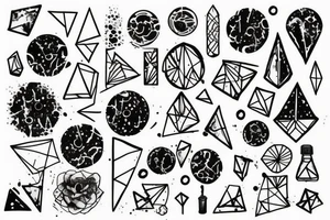 geometric tattoo with paint splattered tattoo idea