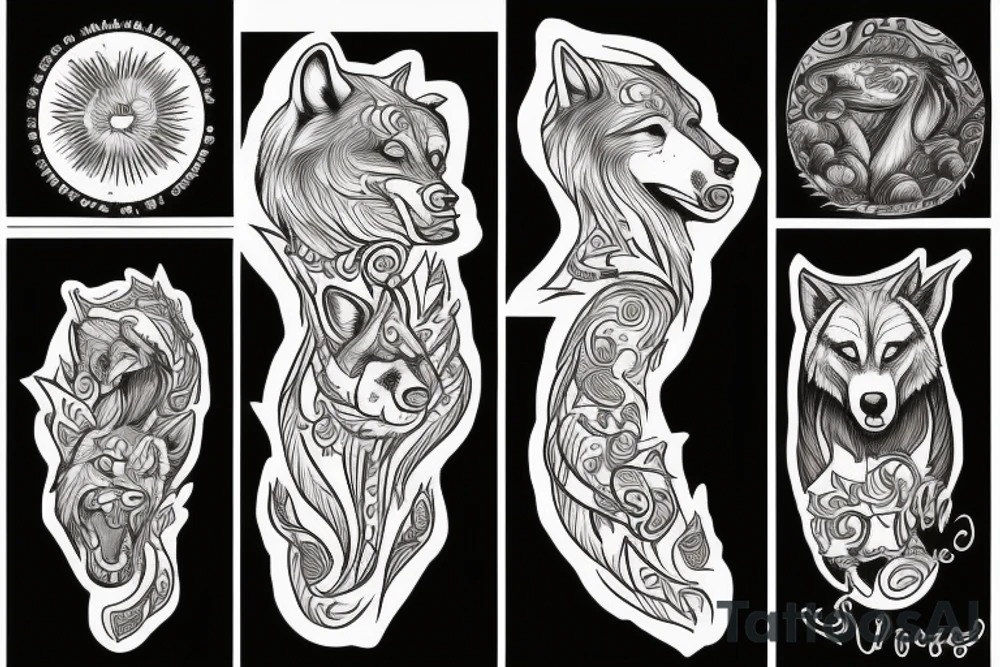 Alphah wolf on the sun tattoo idea