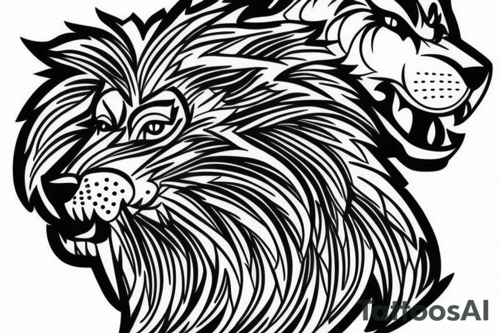 Lion and wolf tattoo idea
