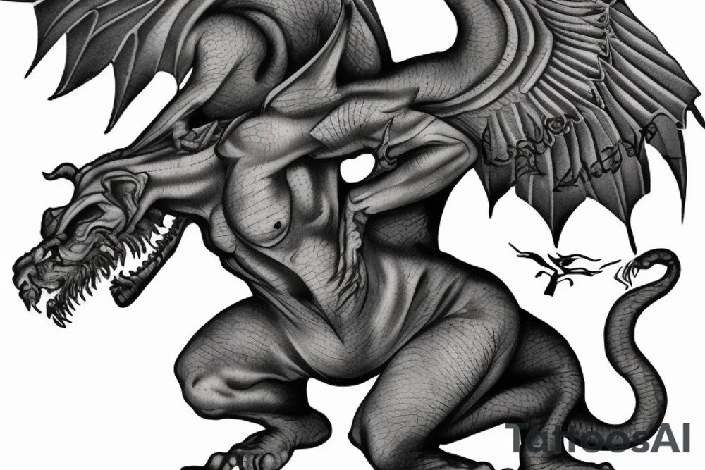 Gargoyle standing on bricks tattoo idea