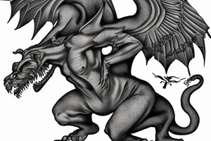 Gargoyle standing on bricks tattoo idea