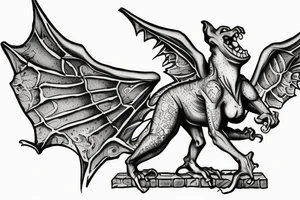 Gargoyle standing on bricks tattoo idea