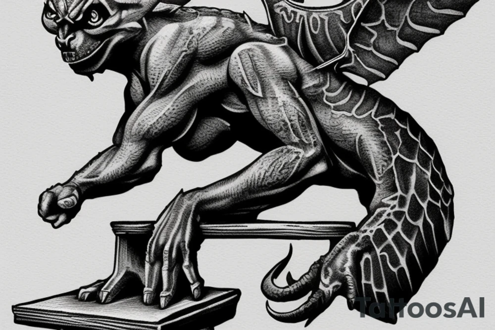 Gargoyle standing on bricks tattoo idea