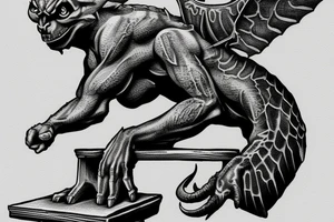 Gargoyle standing on bricks tattoo idea