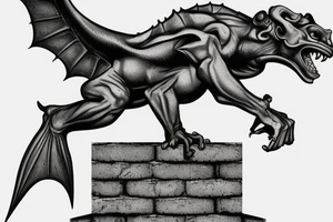 Gargoyle standing on bricks tattoo idea