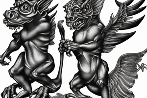Gargoyle standing on bricks tattoo idea