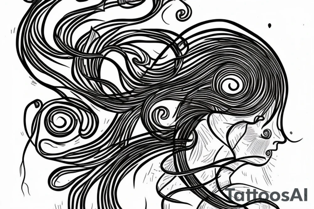 Black tendrils reaching into brain protected by shield tattoo idea