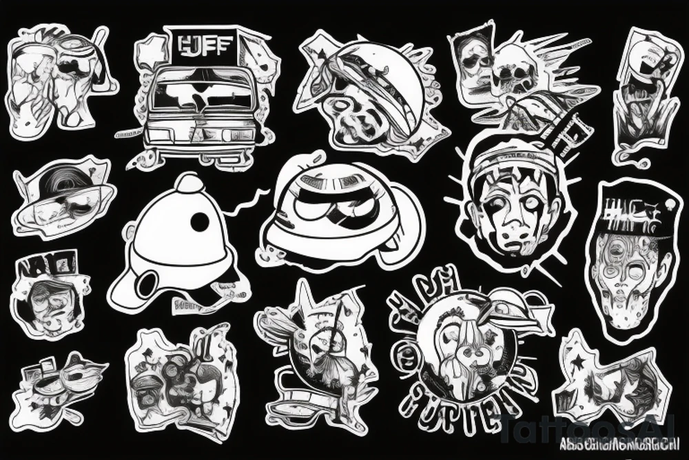 Ufo in hip hop cloth smoke a joint tattoo idea