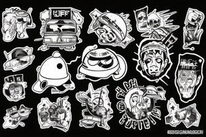 Ufo in hip hop cloth smoke a joint tattoo idea
