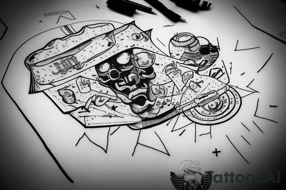 Ufo in hip hop cloth smoke a joint tattoo idea