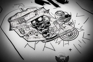 Ufo in hip hop cloth smoke a joint tattoo idea