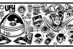 Ufo in hip hop cloth smoke a joint tattoo idea