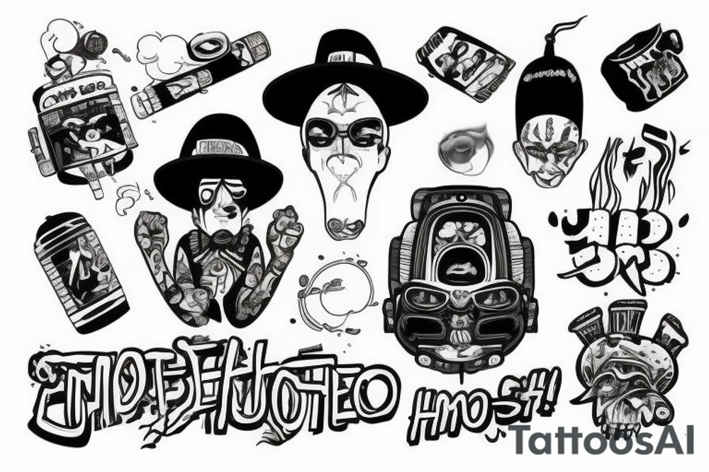 Ufo in hip hop cloth smoke a joint tattoo idea